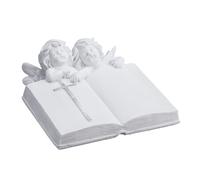 Relaxdays Ángel para tumba con libro blanco,plata