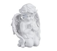 Relaxdays Trinchera orando Ángel Rezando Tumbas, Resistente Intemperie y Heladas, 20x15x11 cm, Angelito de la Guarda, Poliresina, Blanco, Polirresina