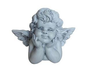 Relaxdays Ángel tumbado, 31 cm gris