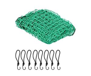 Relaxdays Anhängernetz 2 x 3 m Red Remolque, 8 Ganchos, Marcas en Esquinas, Cuerda de Goma, Fijación Carga, Malla de Cobertura, Verde, Caucho