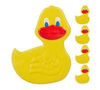 Relaxdays Antideslizantes para Baño Diseño Pato, Set de 5, Sopapas, para Bañera y Ducha, Pegatinas Anticaídas, Amarillo, 5 Unidades