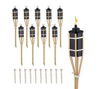 Relaxdays 40 cm Antorchas para Exterior Alto, Set 10, Faroles Decoración Fiesta Jardín, Mechas de Recambio, Natural, Bambú