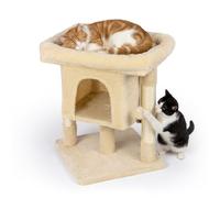 Relaxdays Árbol rascador con cueva y plataforma beige