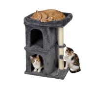 Relaxdays árbol rascador, 2 Cuevas y Juguete, sisal, con Plataforma, 71x46x40 cm, Suave, Gris Oscuro