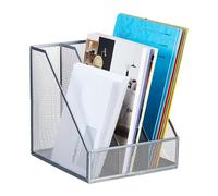 Relaxdays Archivador A4 con 3 Compartimentos, Malla Metálica, 26 x 24 x 26 cm, Oficina y Teletrabajo, Plateado