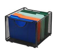 Relaxdays Archivador Colgante, 26 x 39 x 34 cm, con asa, Acero, apilable, Color Negro