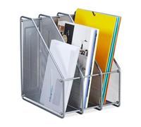 Relaxdays Archivador de Malla Metálica 3 Compartimentos, A4, 31,5 x 24 x 29 cm, Oficina y Teletrabajo, Plateado