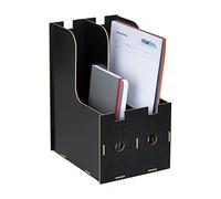 Relaxdays Archivador Oficina, 2 Compartimentos, Formato A4, Revistero, Organizador Documentos Escritorio, MDF, Negro
