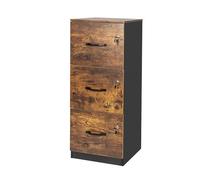 Relaxdays Archivador para Carpetas Colgantes, 3 cajones con Llave, HBT: 103 x 40 x 40 cm, Negro/marrón