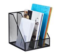 Relaxdays Stehsammler 3 Fächer Archivador A4 con 3 Compartimentos, Malla Metálica, 26 x 24 x 26 cm, Oficina y Teletrabajo, Negro, Acero