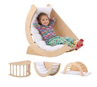 Relaxdays Arco de escalada de madera con cojín blanco,marrón claro