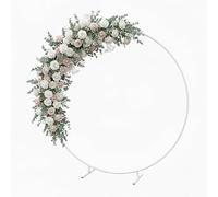 Relaxdays Arco de Globos Redondo de Metal para Bodas y cumpleaños con Flores, Ø 195 cm, Blanco