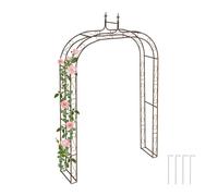 Relaxdays Arco de jardín metálico con puntas marrón