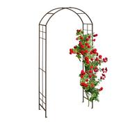 Relaxdays Arco de Jardín Metálico, Tutor Enredaderas y Rosas, 224 x 110 x 41 cm, Soporte Trepadoras, Resistente, Bronce, Fibra Vegetal