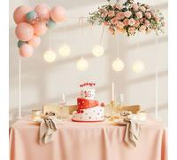 Relaxdays Arco Mesa Decorativo, Extensible, 118cm, 265cm, Marco Globos, Decoración Fiestas o Boda, Blanco, H: 78,5-118 cm, L: 107-265 cm