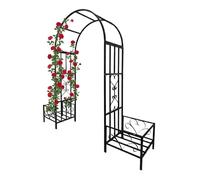 Relaxdays Arco de metal con jardineras negro