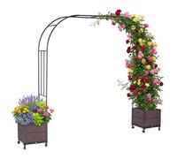 Relaxdays Arco de rosas 2 macetas marrón,negro