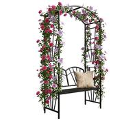Relaxdays Arco de rosas + banco negro