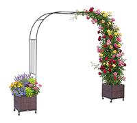 Relaxdays Arco de Rosas con 2 jardineras, 210 x 282 x 40 cm, Negro/marrón