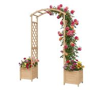 Relaxdays Arco de rosas y macetas beige