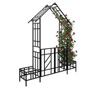 Relaxdays Arco de rosas con puerta y maceteros negro