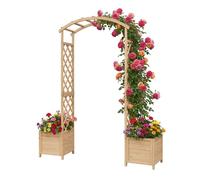 Relaxdays Arco de rosas y macetas beige