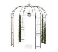 Relaxdays Arco Jardín Metal, 269x211x211 cm, Soporte Enredaderas y Rosas, Plantas Trepadoras, Tutor con Ganchos, Bronce, Acero