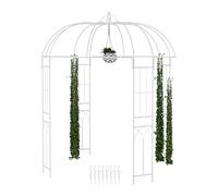 Relaxdays Arco Jardín Metal, 269x211x211 cm, Soporte Enredaderas y Rosas, Plantas Trepadoras, Tutor con Ganchos, Blanco, Acero