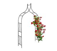 Relaxdays Arco Jardín Metálico, Soporte Trepadoras, con Puntas, 270 x 145 x 37 cm, Tutor Plantas Enredaderas, Negro, Hierro