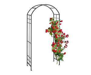 Relaxdays Arco Jardín Metálico, Soporte Trepadoras, Diseño Moderno, 224 x 110 x 41 cm, Tutor Plantas Enredaderas, Negro