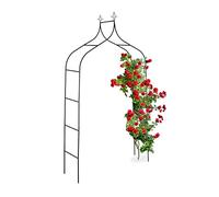 Relaxdays Arco Jardín Metálico, Soporte Trepadoras, Diseño Retro, 260 x 140 x 38 cm, Tutor Plantas Enredaderas, Negro