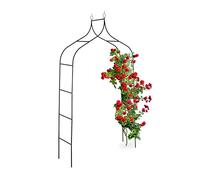 Relaxdays Arco Jardín Metálico, Tutor Trepadoras, Diseño Retro, 255 x 140 x 38 cm, Soporte Plantas Enredaderas, Negro, Acero
