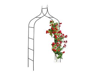 Relaxdays Arco Jardín Metálico, Tutor Trepadoras, Diseño Retro, 255 x 140 x 38 cm, Soporte Plantas Enredaderas, Negro