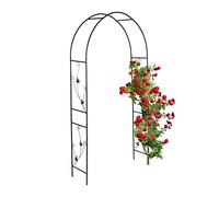 Relaxdays Arco Jardín Metálico, Tutor Trepadoras, Diseño Vintage, 227 x 135 x 37 cm, Soporte Plantas Enredaderas, Negro, Hierro