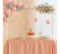 Relaxdays Arco Mesa Decorativo, Extensible, H: 78,5-118cm, L: 107-265cm, Marco Globos, Decoración Fiestas o Boda, Dorado