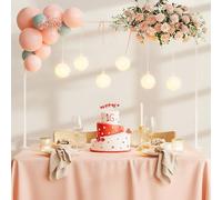 Relaxdays Arco Mesa Decorativo, Extensible, H: 78,5-118cm, L: 107-265cm, Marco Globos, Decoración Fiestas o Boda, Blanco