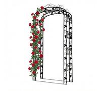 Relaxdays Arco metálico para Rosales, jardín, 240 x 120 x 45 cm, Robusto para trepadoras, Negro
