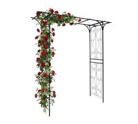Relaxdays Arco para Rosales de Metal, Arco de jardín, HBT: 206 x 204 x 52 cm, Arco Cuadrado para trepadoras, Negro