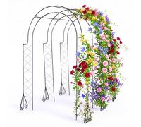 Relaxdays Arco para Rosas, Acero, 250 x 180 x 210 cm, Arco de jardín, Negro