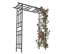 Relaxdays Arco para Rosas de Metal, Altura/Ancho Ajustables, Negro | Arco de jardín, puntiagudo o plano, para trepadoras