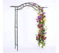 Relaxdays Arco para Rosas de Metal, Arco jardín Al x An x F 236 x 190 x 45 cm, Robusto y Estable para trepadoras, Negro