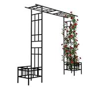 Relaxdays, Arco para Rosas, jardineras, Metal, 2 diseños de Techo, Arco Resistente para trepadoras, Negro