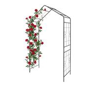 Relaxdays Arco para Rosas, Metal, jardín (Alto x Ancho x Fondo) 240 x 143 x 43 cm, Robusto para trepadoras, Negro