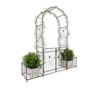 Relaxdays Arco Redondo para Rosales con Puerta, 220x202x50 cm, metálico, Negro
