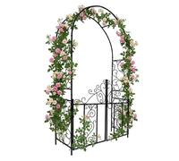 Relaxdays Arco rosas con puerta negro
