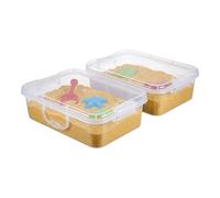Relaxdays Arenero con Tapa, Set de 2, plástico, HBT: 8 x 38 x 25 cm, pequeño para niños, Interior, Transparente