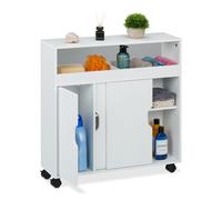 Relaxdays Armario auxiliar con ruedas y puertas blanco