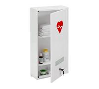 Relaxdays Armario Botiquín Cerradura, 3 Compartimentos, Acero, 60x30x12 cm, Mueble Medicamentos, Caja Medicinas, Blanco