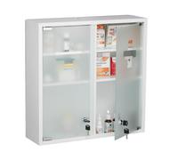 Relaxdays Armario botiquín puerta doble de vidrio blanco,plata,transparente