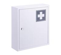 Relaxdays Armario botiquín con Cerradura, 3 Compartimentos, 36x31,5x10 cm, Blanco/Gris